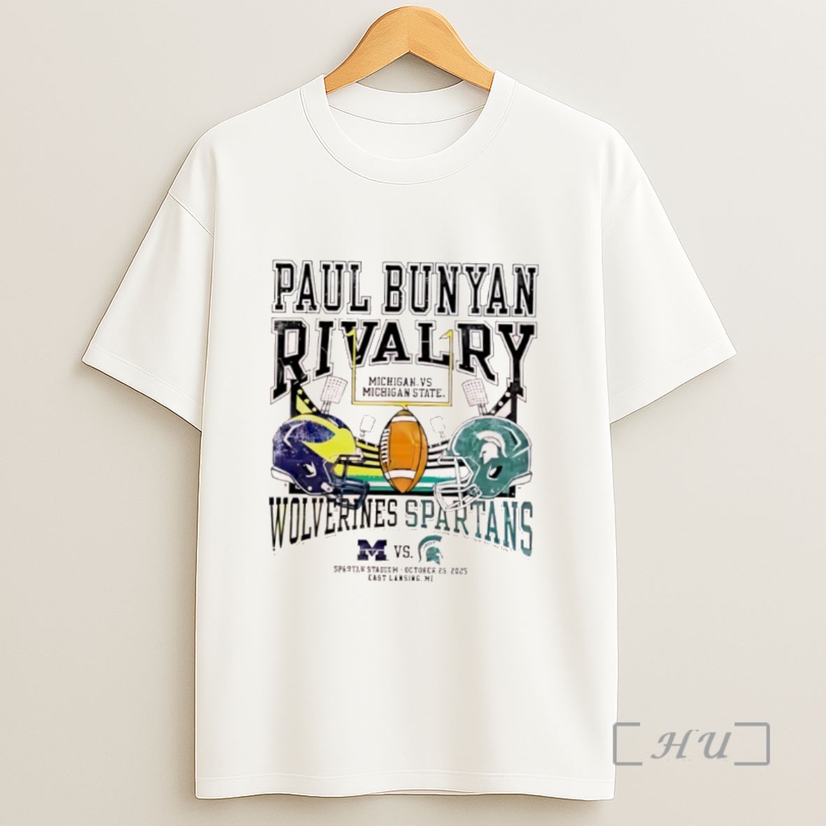 Officials Paul Bunyan Trophy Rivalry Michigan Wolverines And Michigan State Spartans Helmet Logo Sweatshirt Tee Shirt