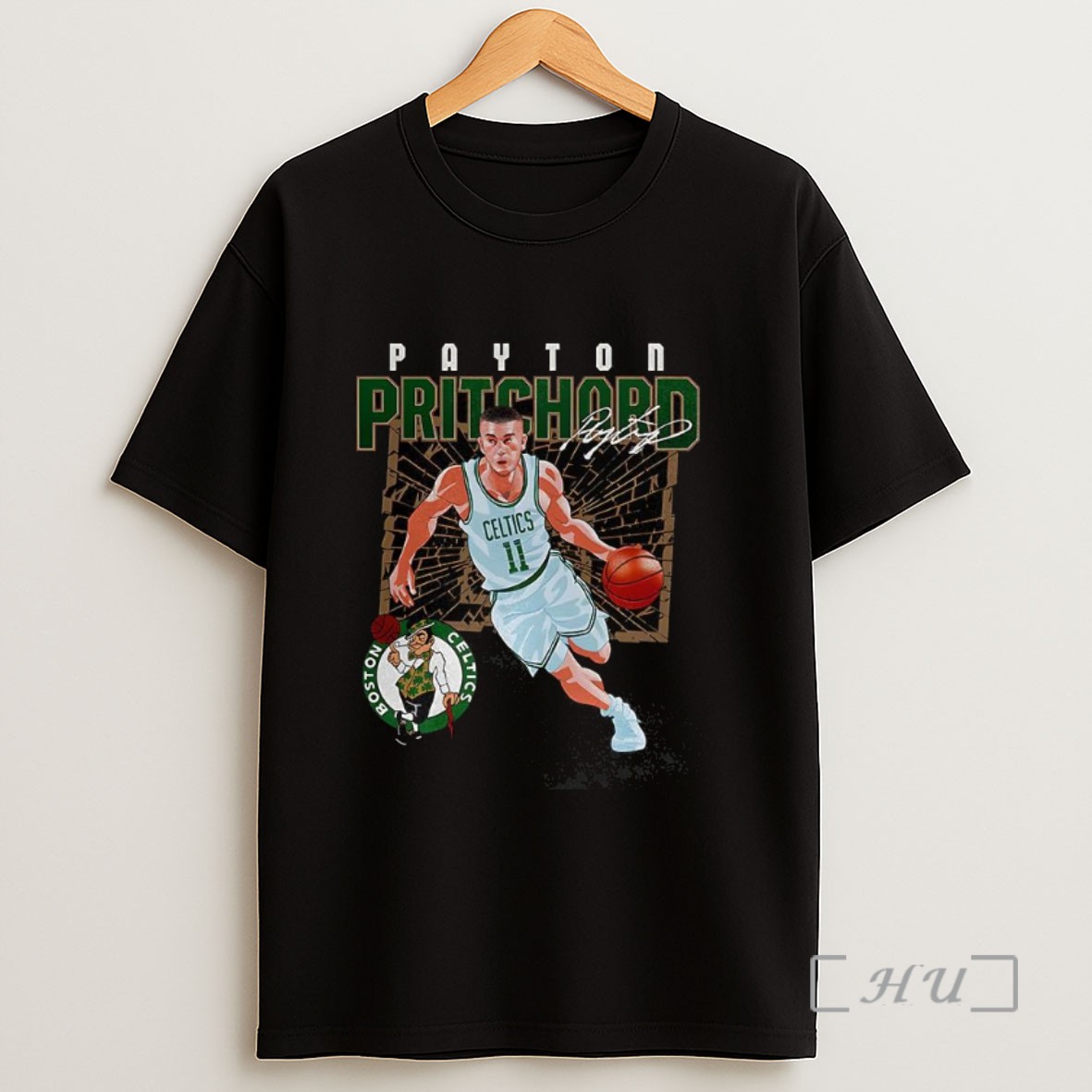 Officials Payton Pritchard Boston Celtics Nba 2025 Shattered Number 11 Signature Sweatshirt Tee Shirt