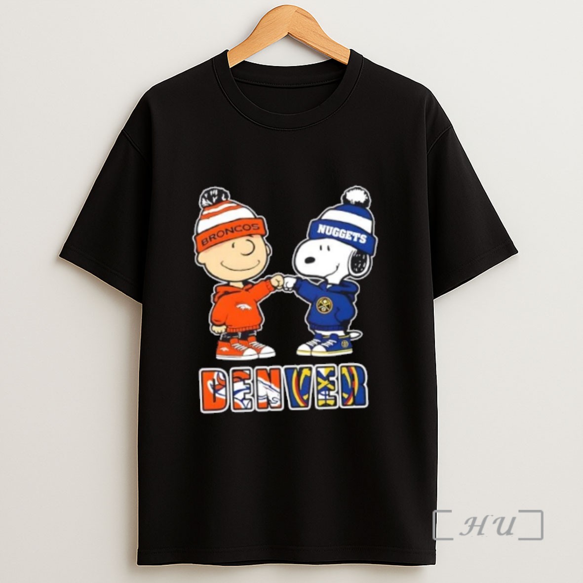 Officials Peanuts Charlie Brown And Snoopy Denver Sports Broncos X Nuggets Sweatshirt Tee Shirt