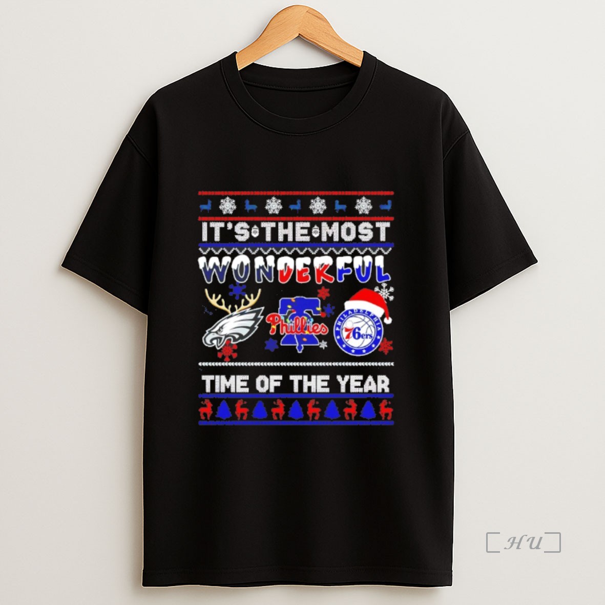 Officials Philadelphia Eagles Phillies 76ers Its The Most Wonderful Time Of The Year Christmas Sweatshirt Tee Shirt