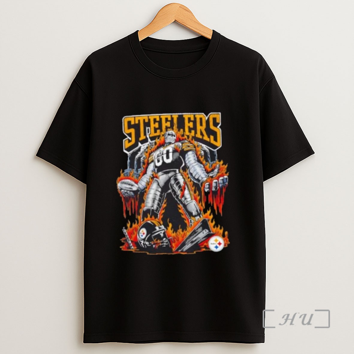 Officials Pittsburgh Steelers Forge Football Fire Graphic Sweatshirt Tee Shirt