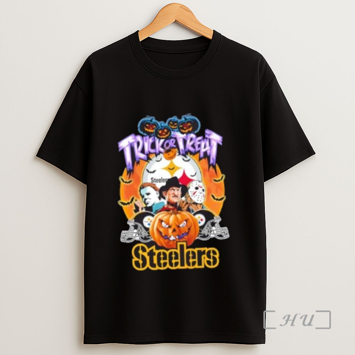 Officials Pittsburgh Steelers X Horror Movies Halloween Trick Or Treat Sweatshirt Tee Shirt