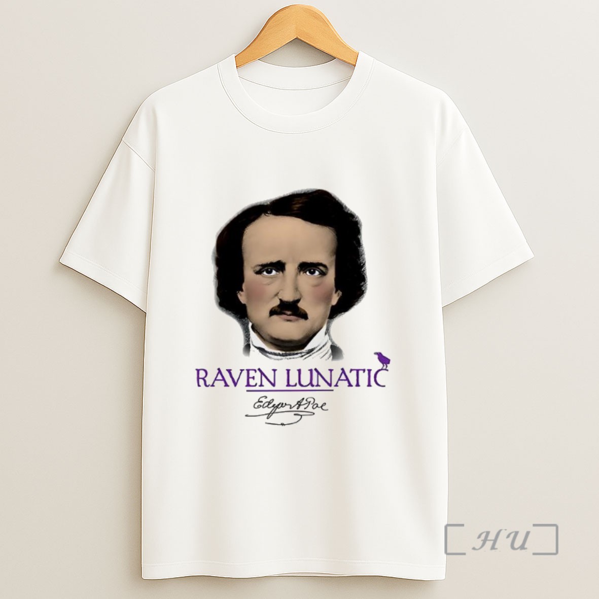 Officials Raven Lunatic Edgar Allan Poe Portrait Siganture Vintage Sweatshirt Tee Shirt