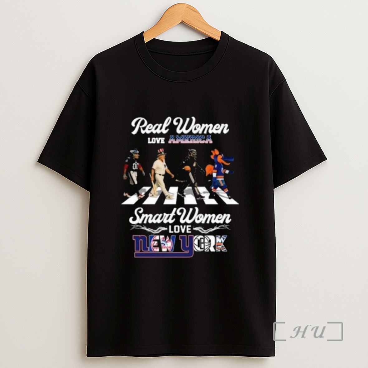 Officials Real Women Love America Smart Women Love New York City Sports Giants Yankees Nets And Islanders Mascot Walking 2025 Long Sleve Sweatshirt Tee Shirt