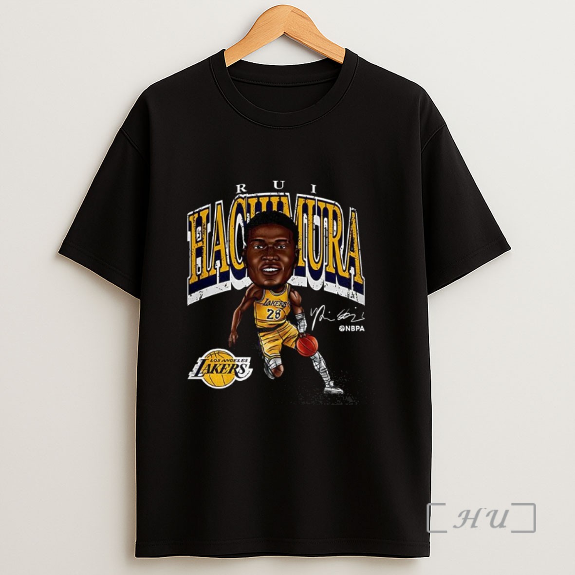 Officials Rui Hachimura Los Angeles Lakers Basketball Cartoon Signature Sweatshirt Tee Shirt
