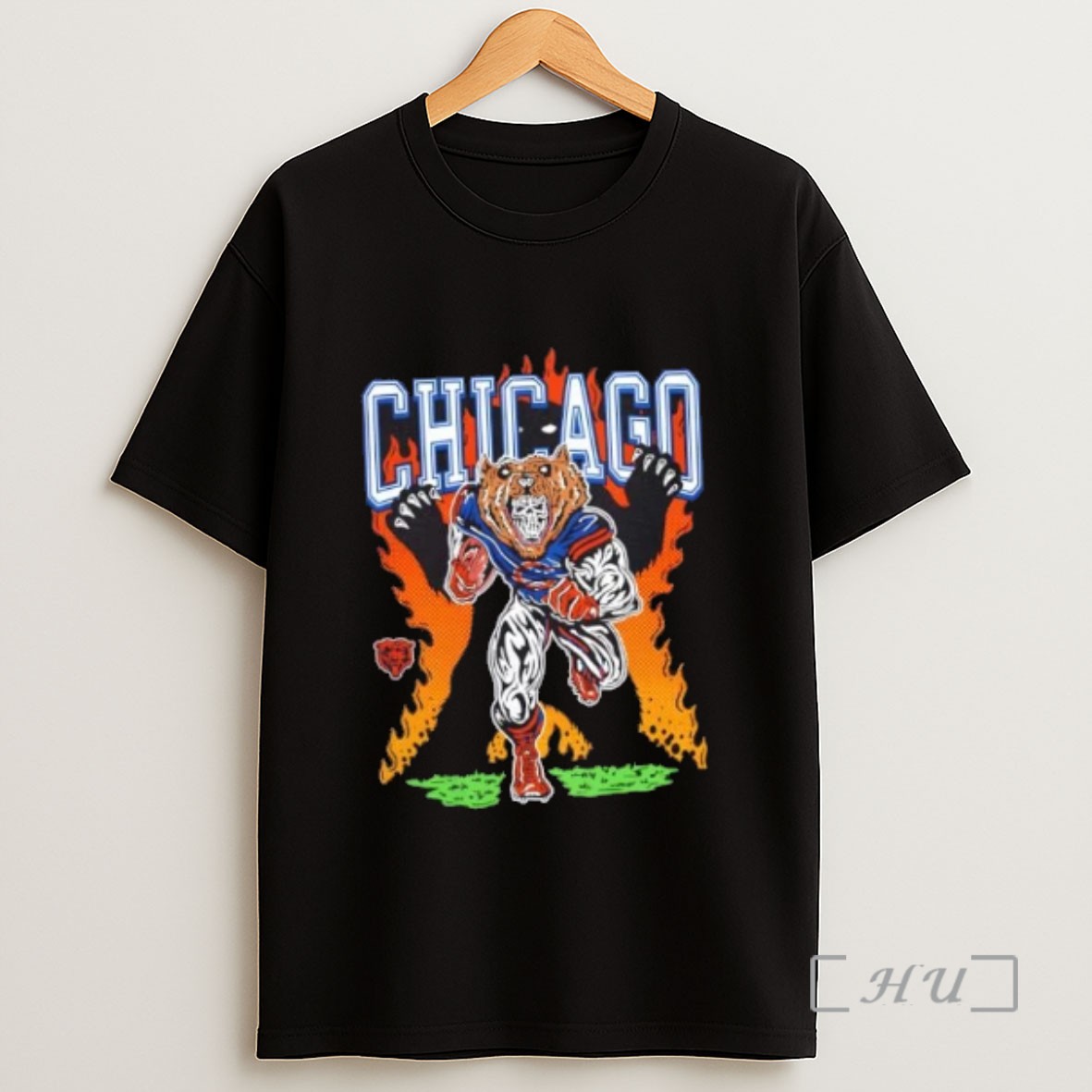 Officials Rushing Bear Chicago Bears Football Fire Graphic Sweatshirt Tee Shirt