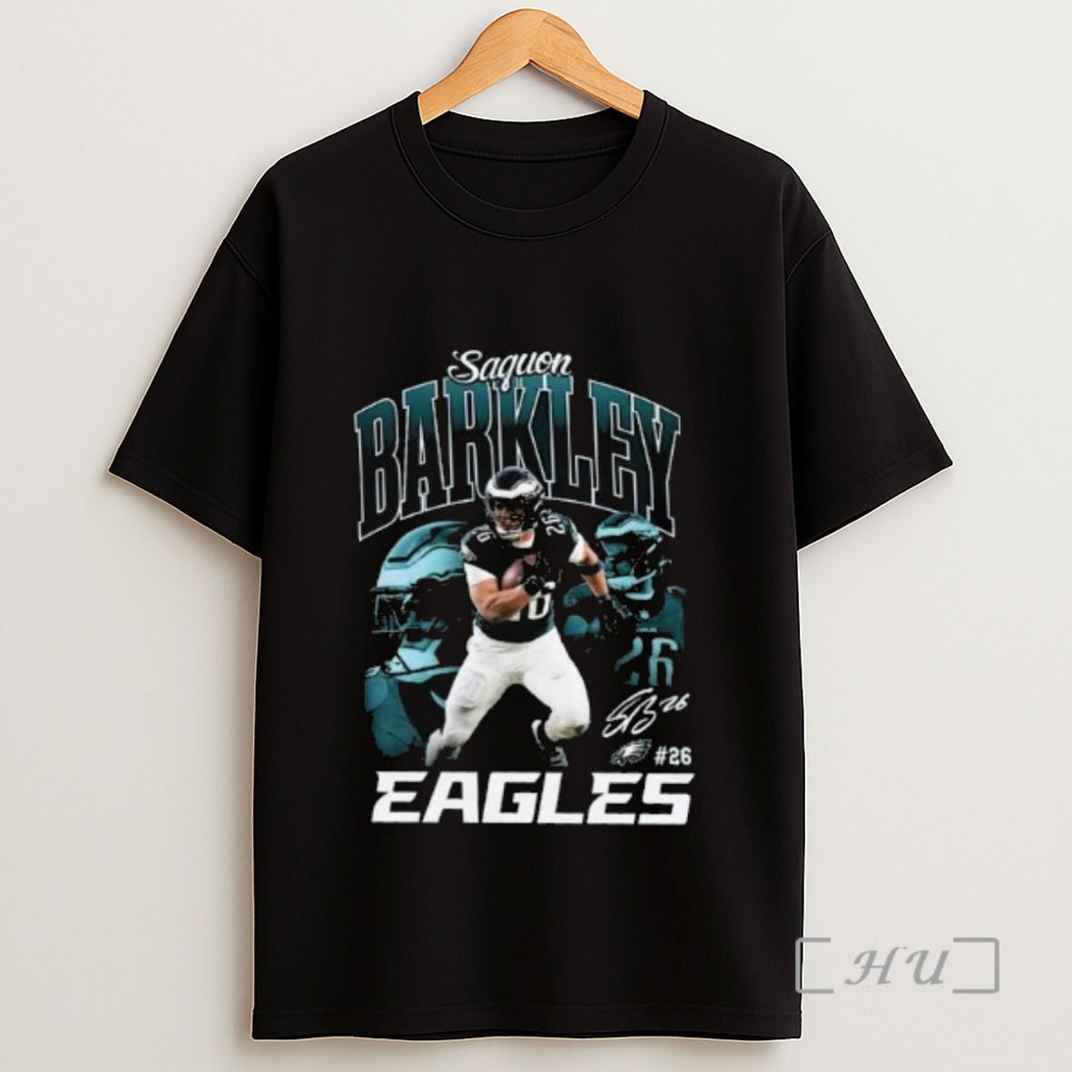 Officials Saquon Barkley Midnight Green Philadelphia Eagles Triple Pic Long Sleve Sweatshirt Tee Shirt