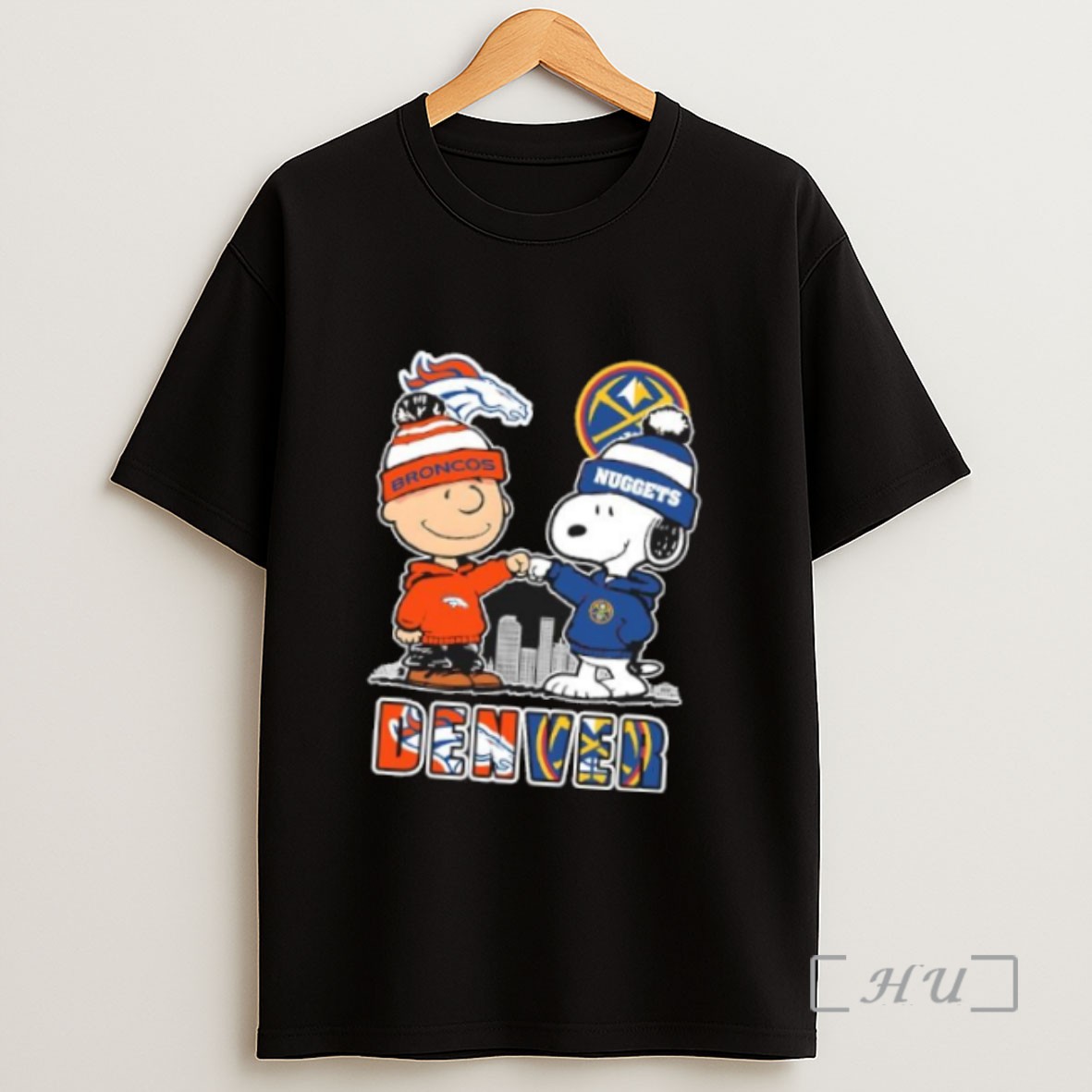 Officials Snoopy Fist Bump Charlie Brown Denver Nuggets Vs Denver Broncos Sweatshirt Tee Shirt