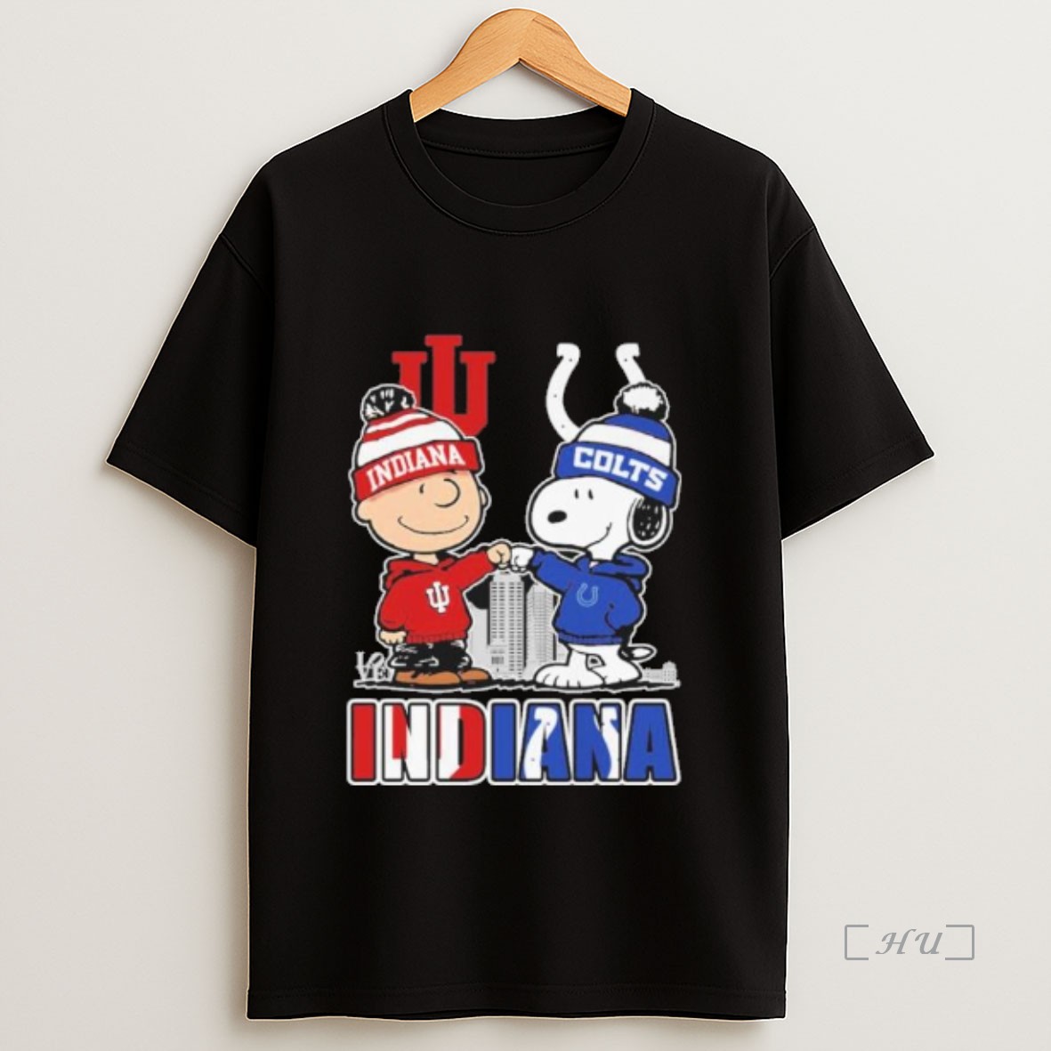 Officials Snoopy Fist Bump Charlie Brown Indiana Hoosiers Vs Indianapolis Colts Sweatshirt Tee Shirt
