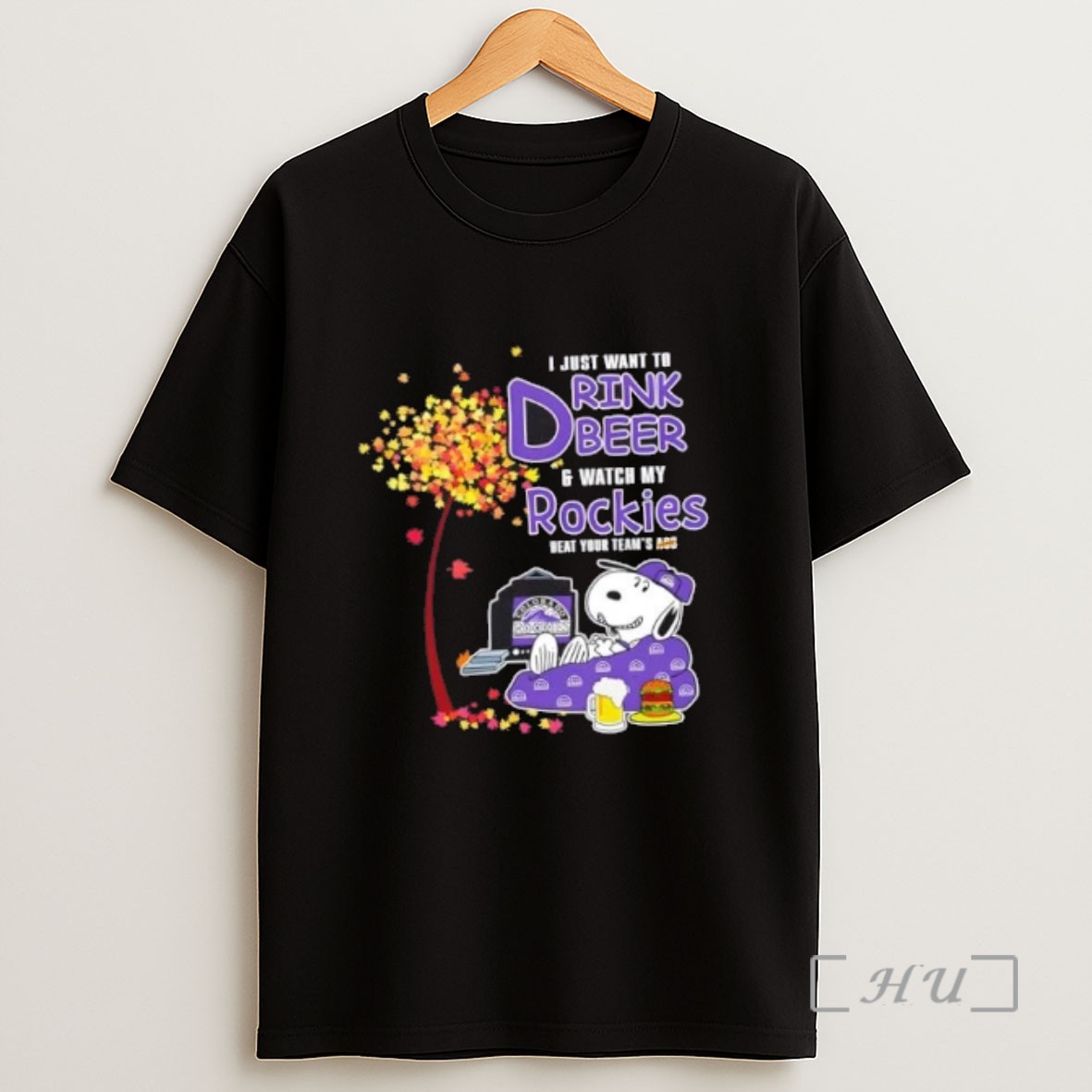 Officials Snoopy I Just Want To Drink Beer And Watch My Colorado Rockies Beat Your Teams Ass Sweatshirt Tee Shirt