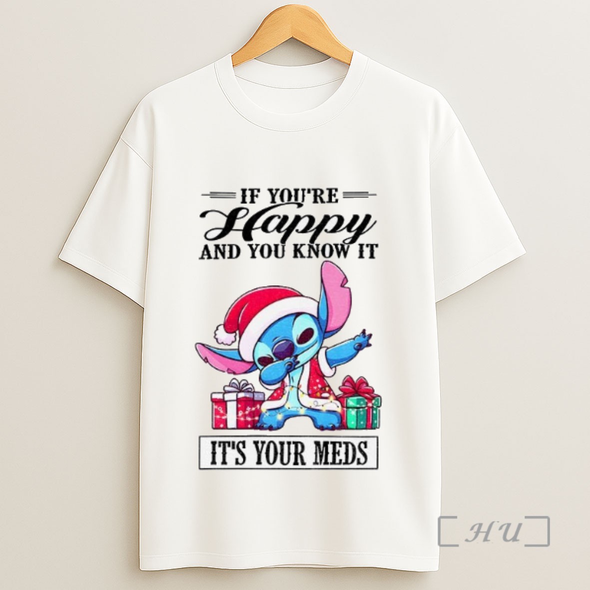 Officials Stitch Santa Hat If Youre Happy And You Know It Its Your Meds Christmas Sweatshirt Tee Shirt