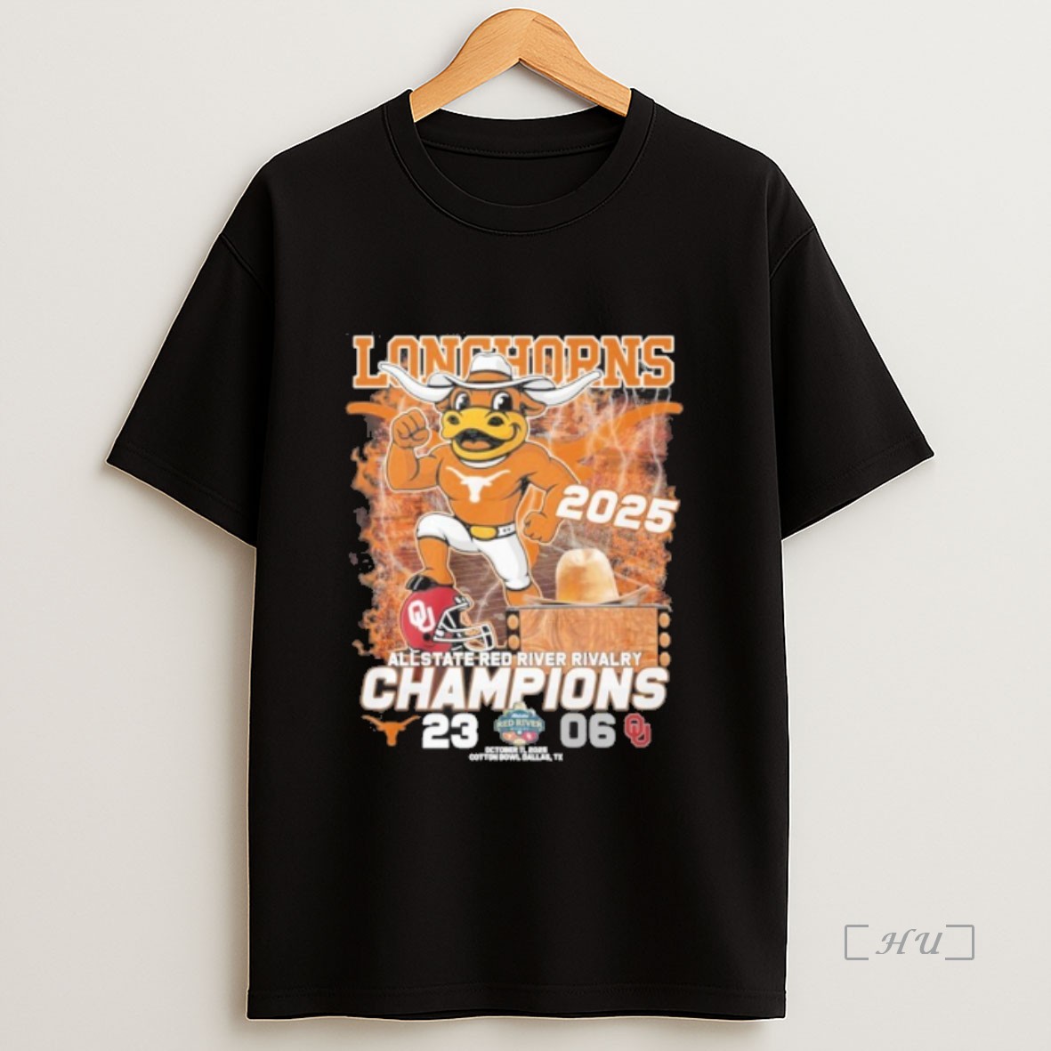 Officials Texas Longhorns Mascot Allstate Red River Rivalry Champions 23 06 Sweatshirt Tee Shirt