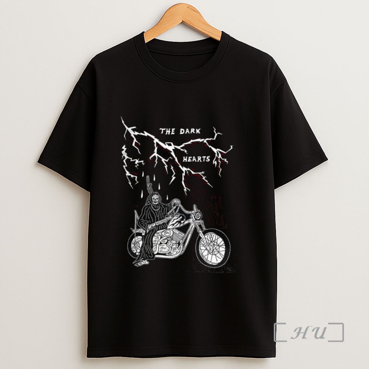 Officials The Dark Hearts Grim Reaper Motorcycle Vintage Halloween Sweatshirt Tee Shirt