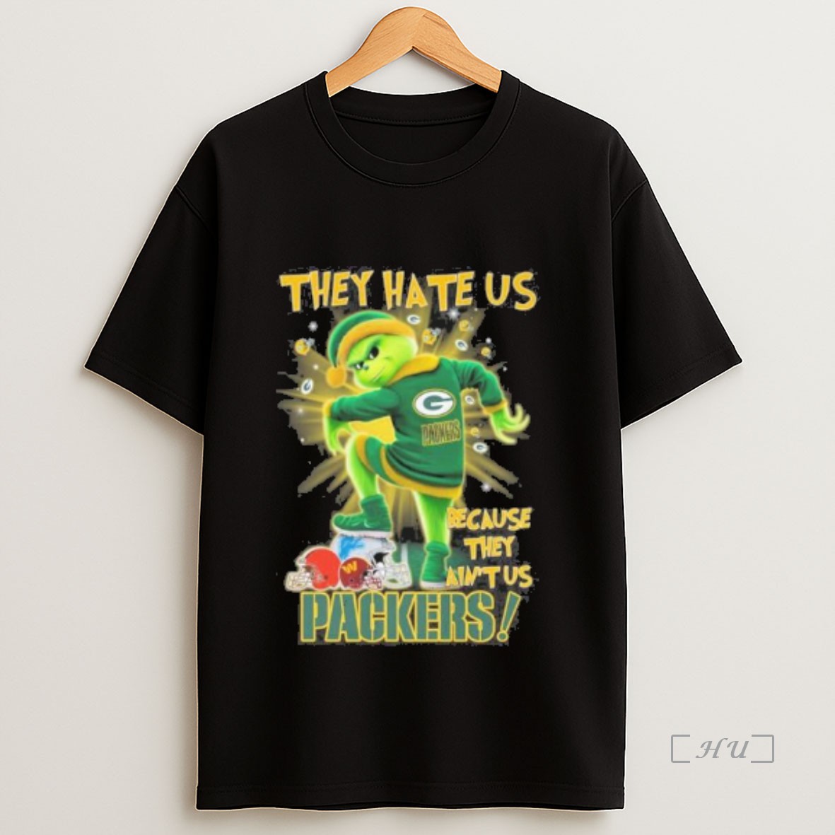 Officials They Hate Us Cause They Aint Us Grinch Green Bay Packers Stomp Nfc Teams Christmas Sweatshirt Tee Shirt