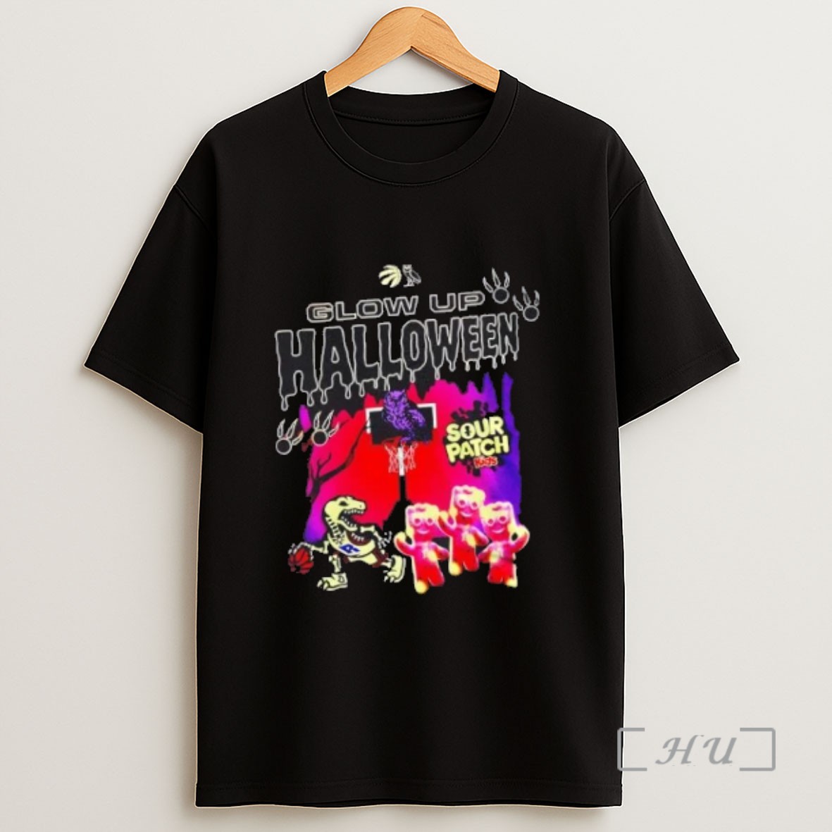 Officials Toronto Raptors Glow Up Halloween Sour Patch Kids 2 Sided Sweatshirt Tee Shirt