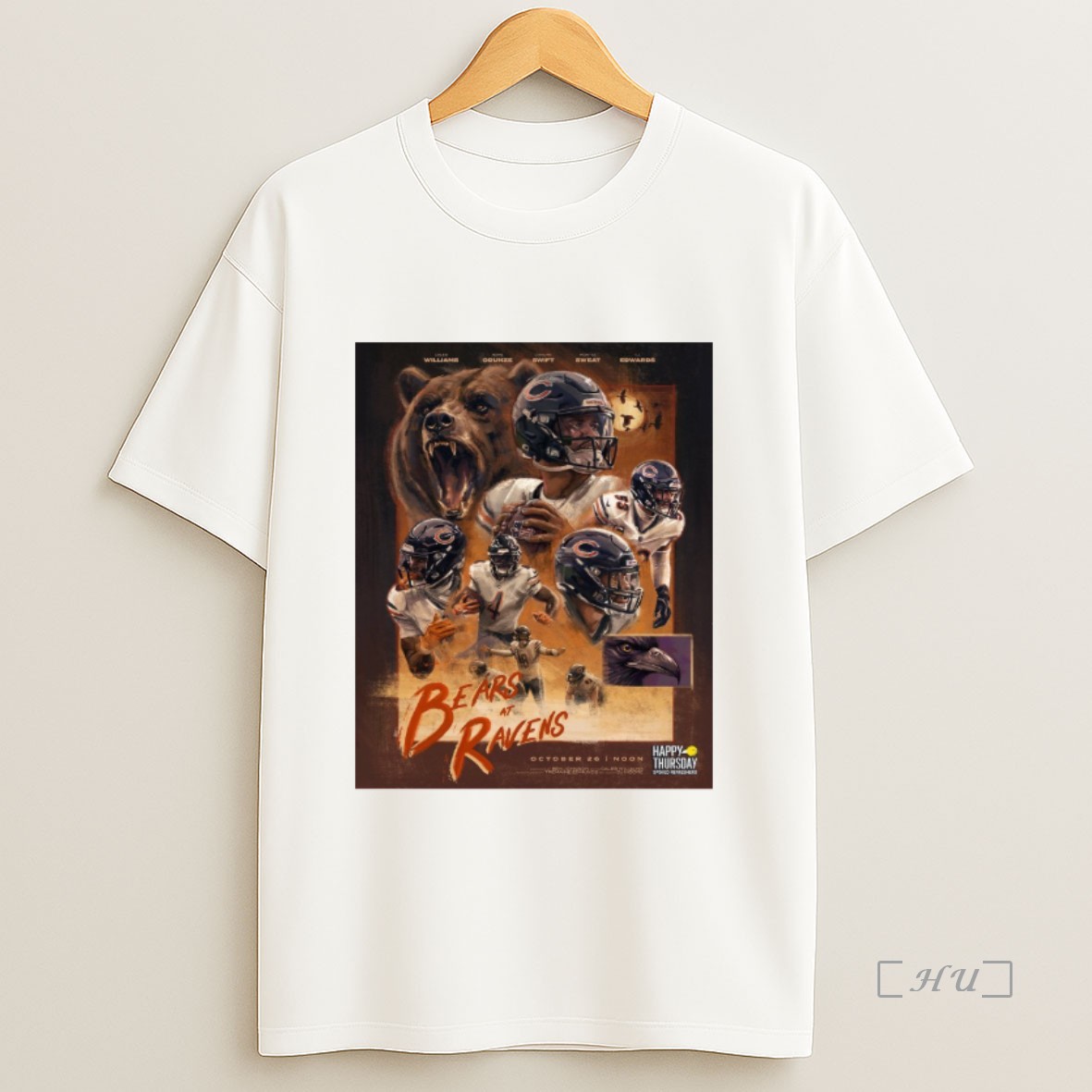 Officials Williams Odunze Swift Sweat And Edwards Chicago Bears At Baltimore Ravens October 26 2025 Happy Thursday Sweatshirt Tee Shirt