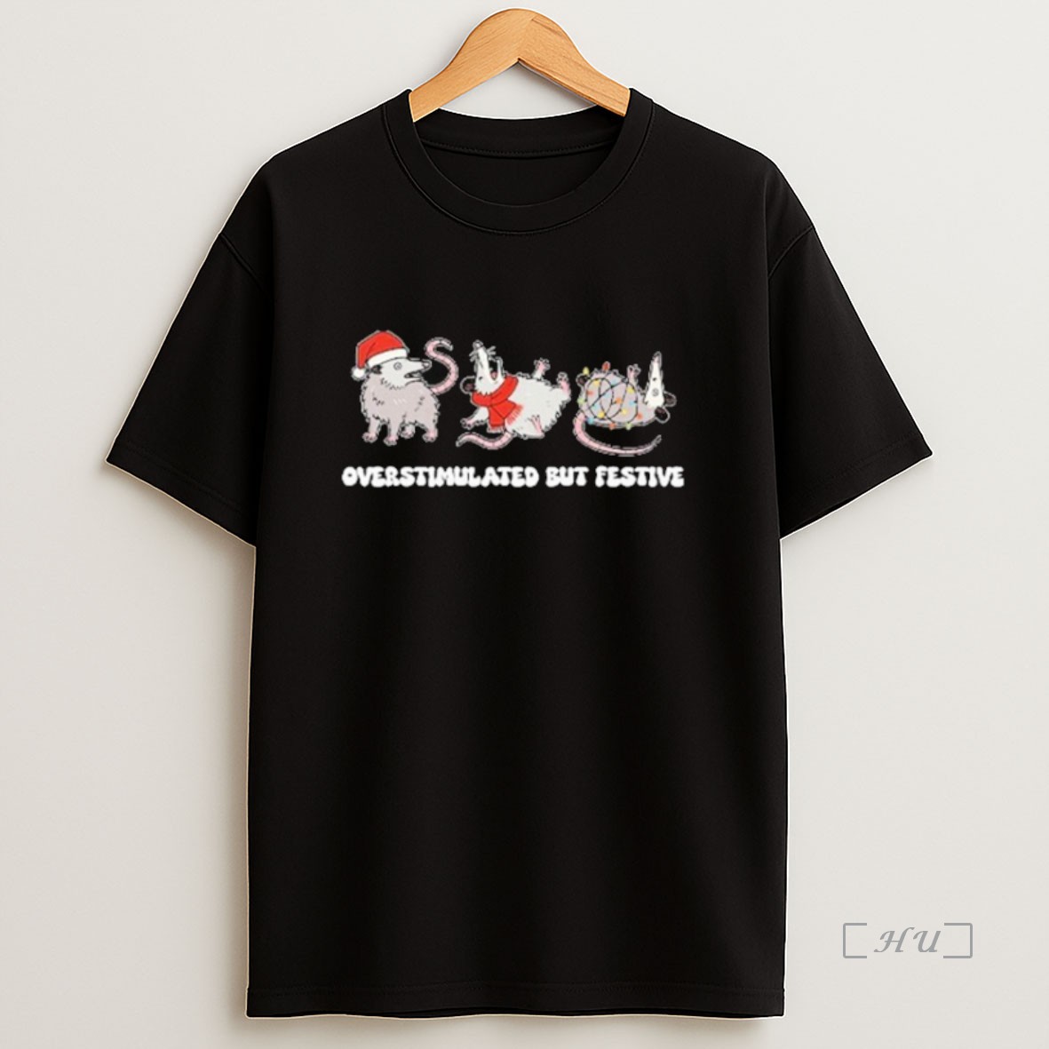 Officials Overstimulated But Festive Possum Christmas 2025 Sweatshirt Tee Shirt