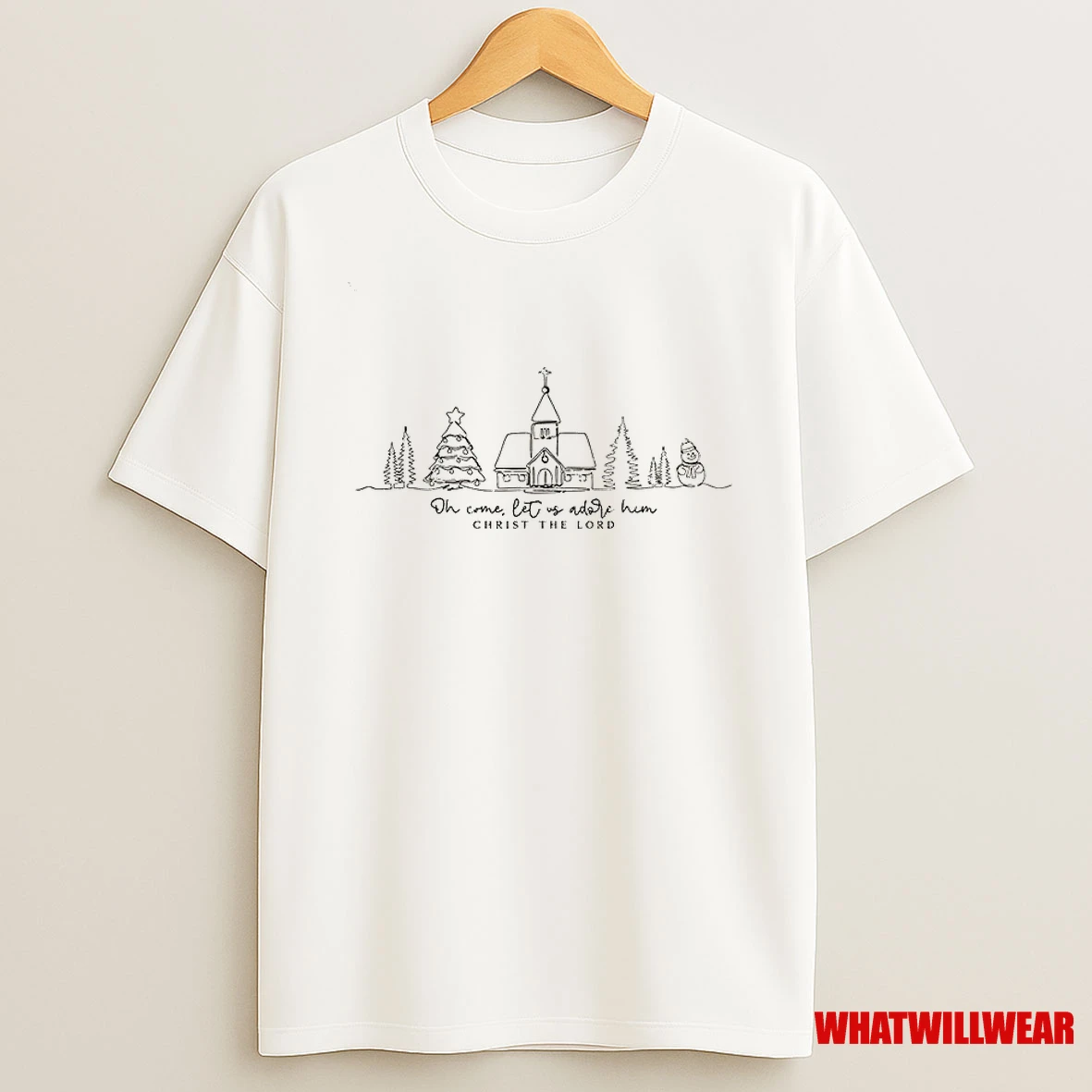 Oh Come Let Us Adore Him Christmas Church Scene Christ The Lord Shirts