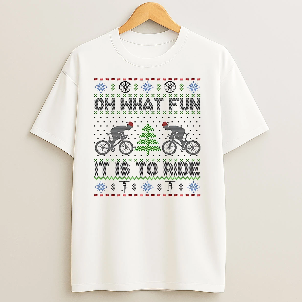 Oh What Fun It Is To Ride Bicycle Ugly Christmas T Shirts