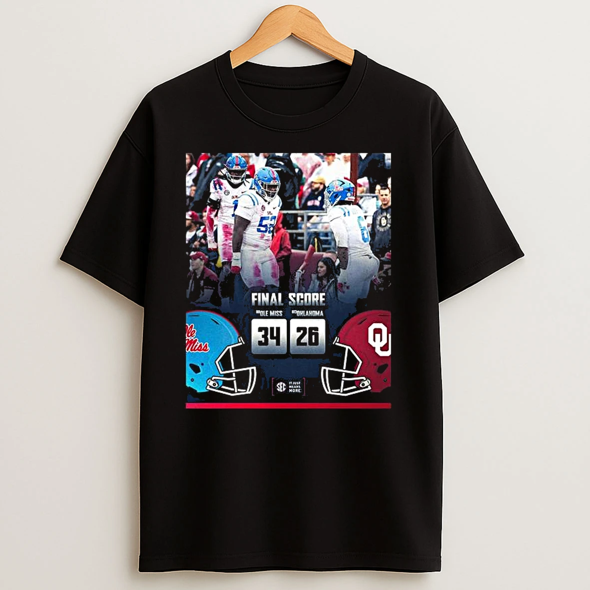 Ole Miss Wins 34 26 Oklahoma 2025 Gameday Football T Shirts