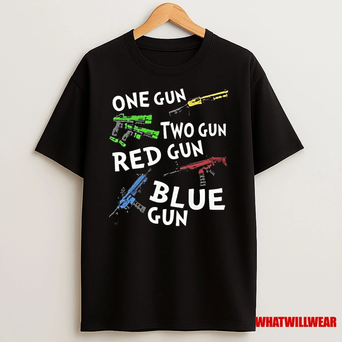 One Gun Two Gun Red Gun Blue Gun Shirts