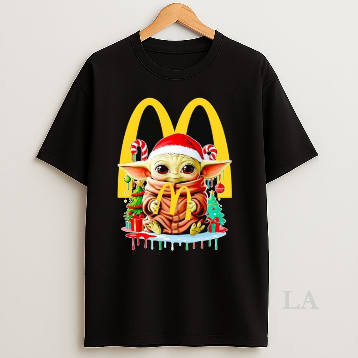 Original Baby Yoda Santa Hat Mcdonalds Merry Christmas Shirt