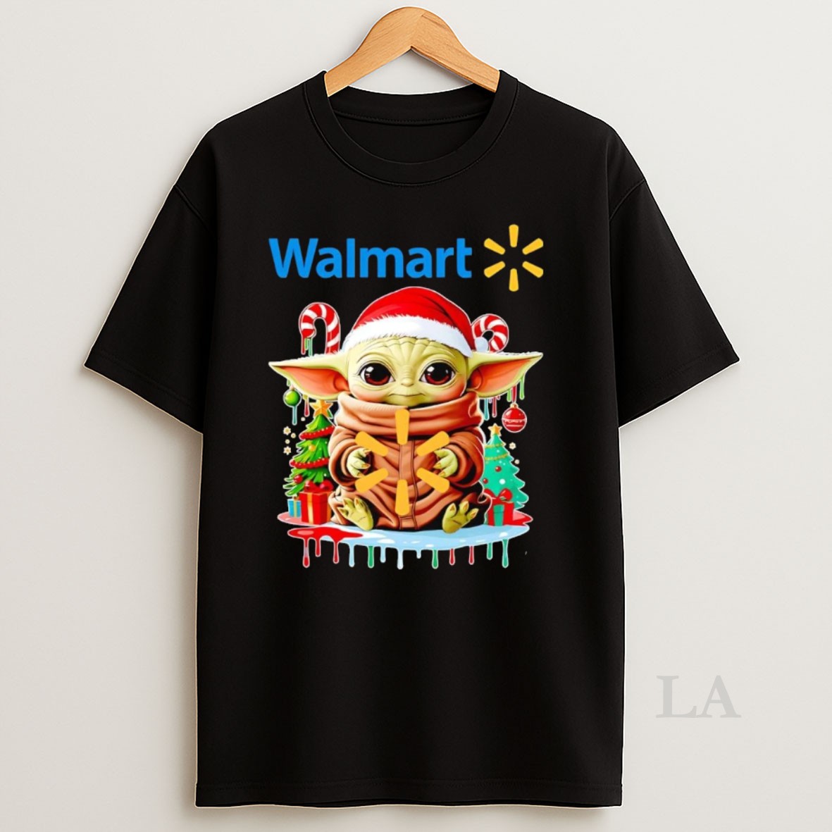 Original Baby Yoda Santa Hat Walmart Merry Christmas Shirt