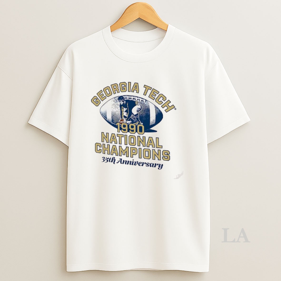 Original Georgia Tech Yellow Football 1990 National Champs 35th Anniversary 2025 Retro Shirt
