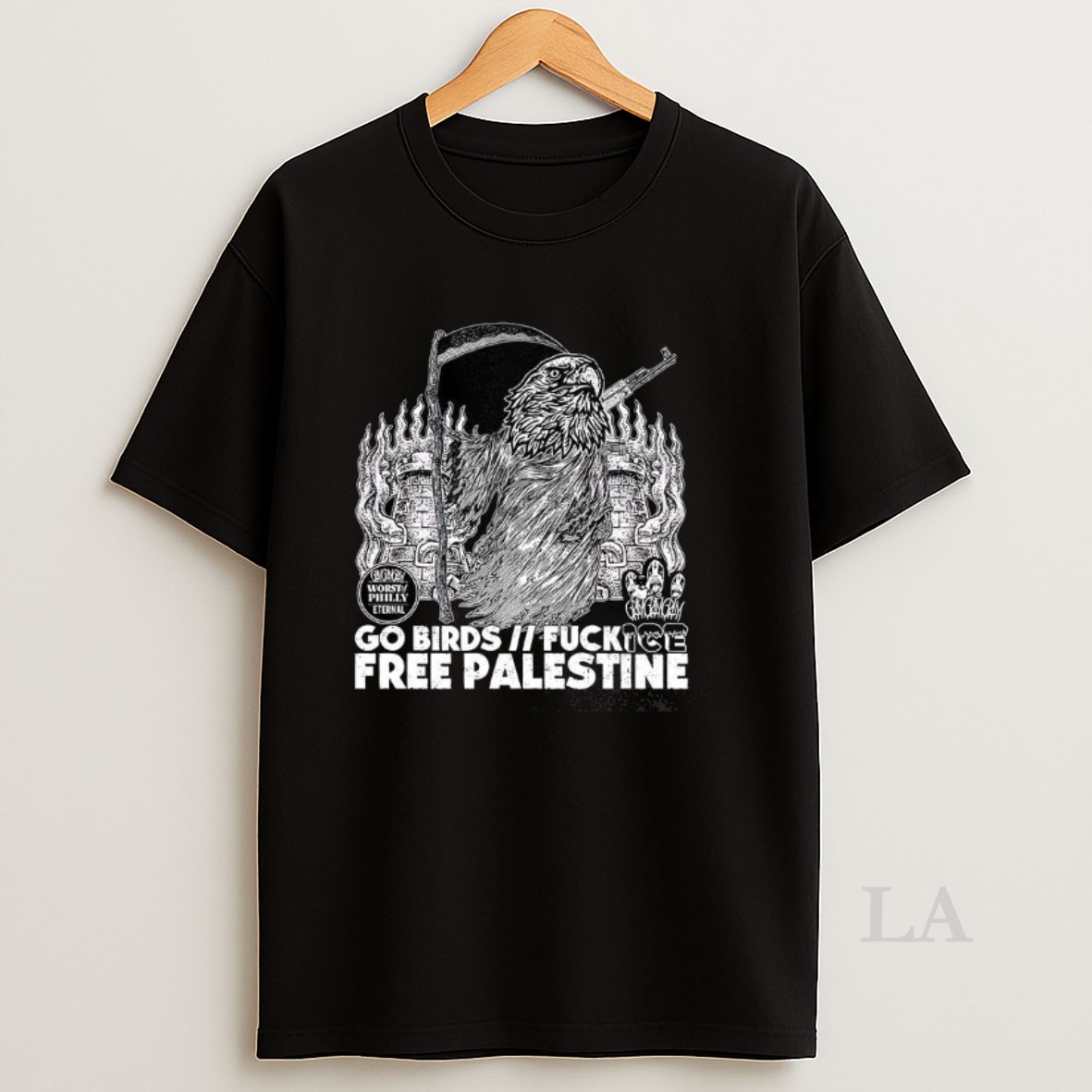 Original Go Birth Fuck Ice Free Palestine Burning Castle Vintage Shirt
