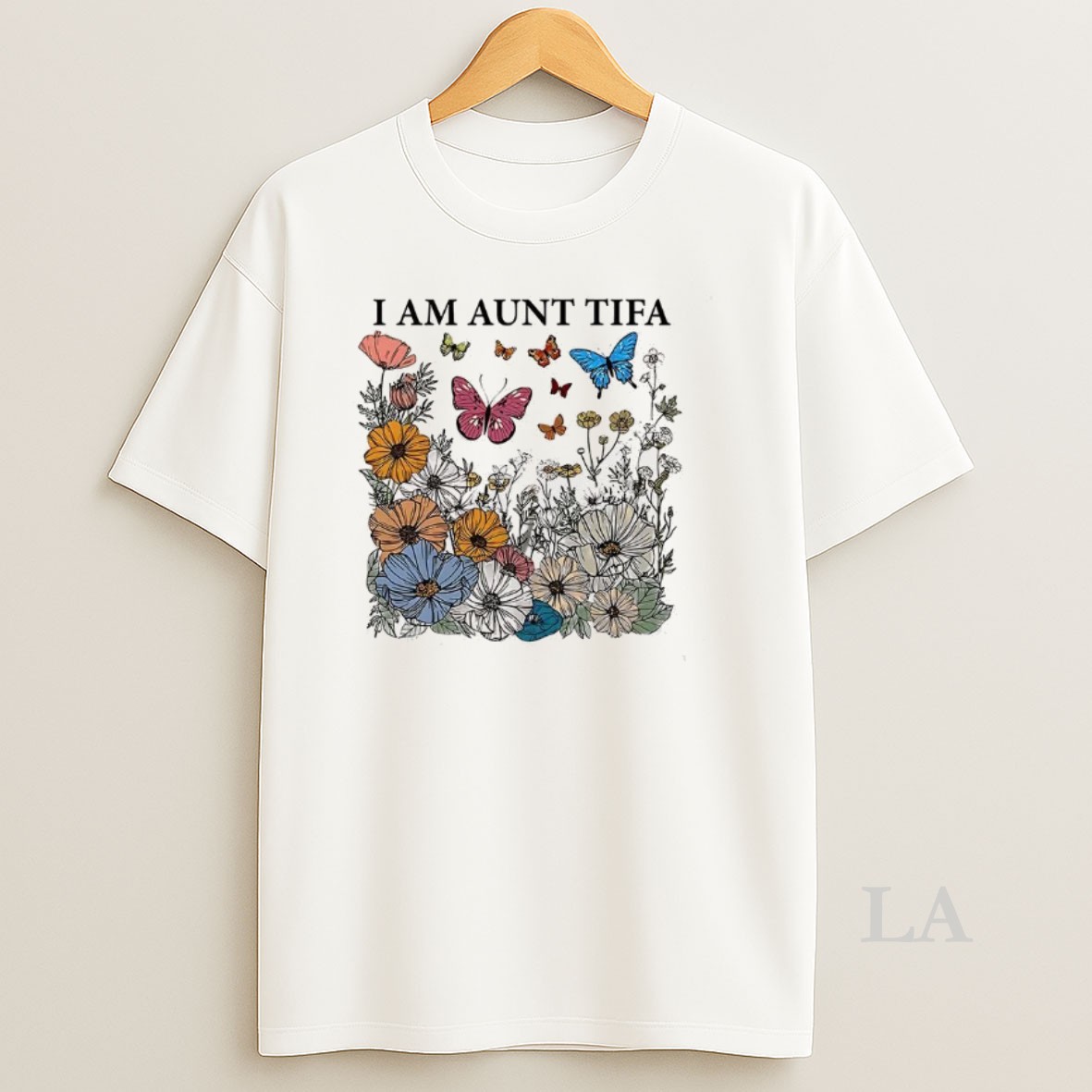 Original I Am Aunt Tifa Flowers And Butterflies Shirt
