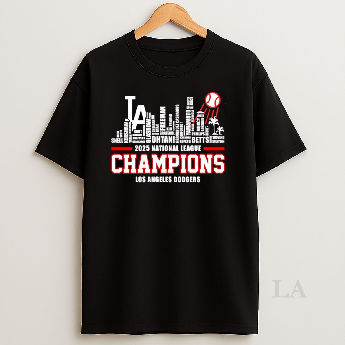 Original Los Angeles Dodgers 2025 National League Champions Players Name Skyline Shirt