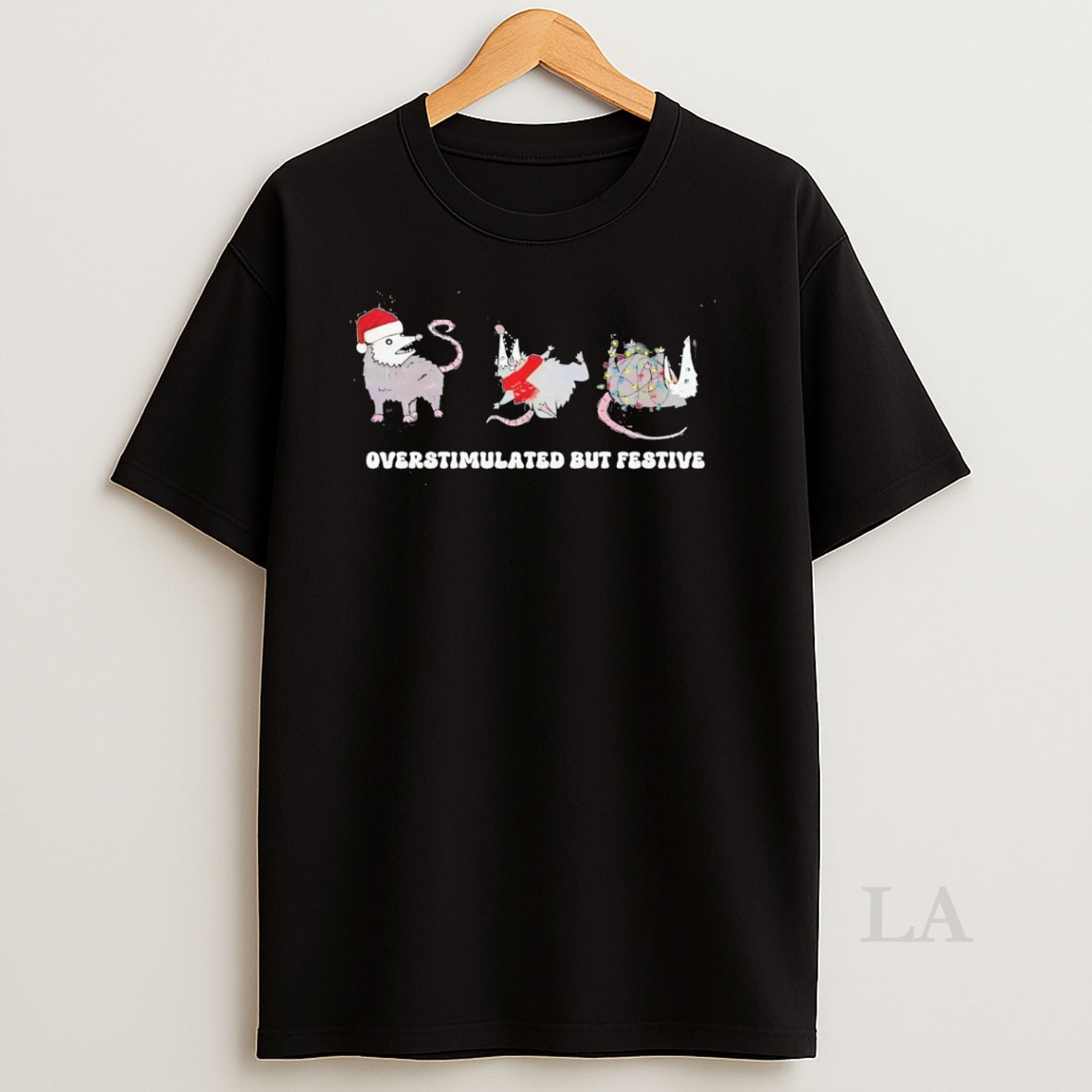 Original Possum Overstimulated But Festive Christmas Shirt