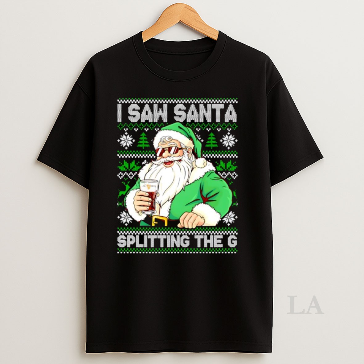 Original Santa Claus I Saw Santa Splitting The Guinness Ugly Christmas Shirt