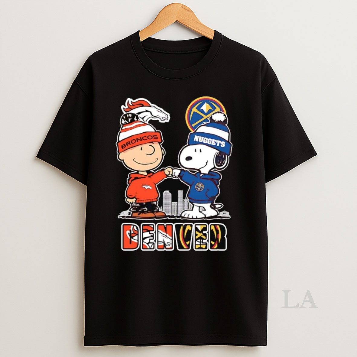 Original Snoopy And Charlie Brown Denver City Broncos And Nuggets Shirt