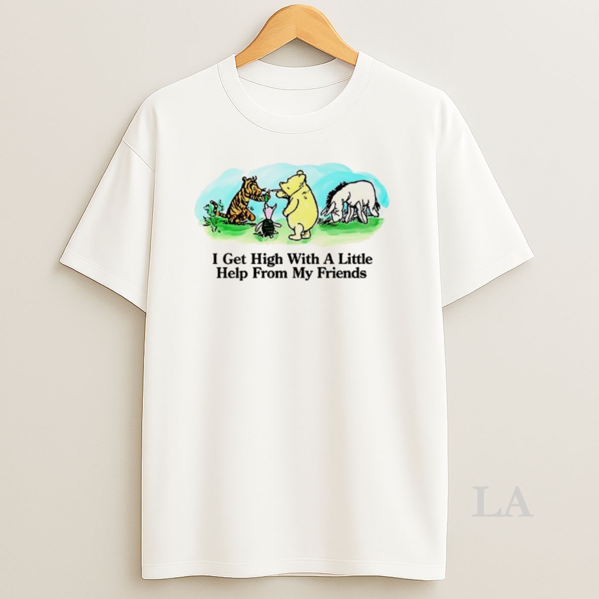 Original Winnie The Pooh Cartoon I Get High With A Little Help From My Friends Shirt