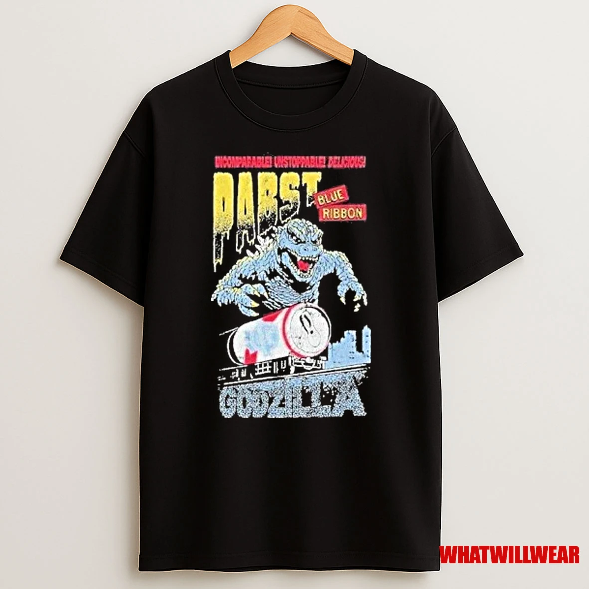 Pabst Blue Ribbon Incomparable Unstoppable Delicious Godzilla Runaway Pbr Train Shirts