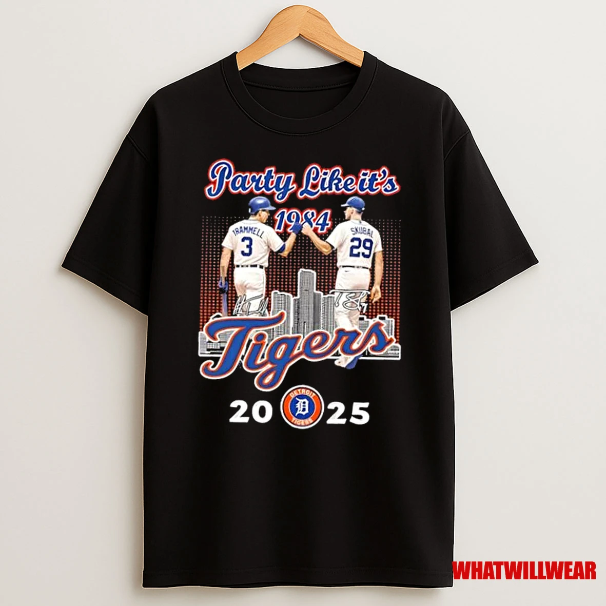 Party Like Its 1984 Detroit Tigers Trammell X Skubal 2025 Skyline Shirts