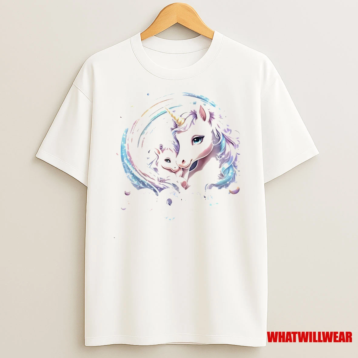Pastel Mother And Baby Unicorn 2025 Magic Christmas Shirts