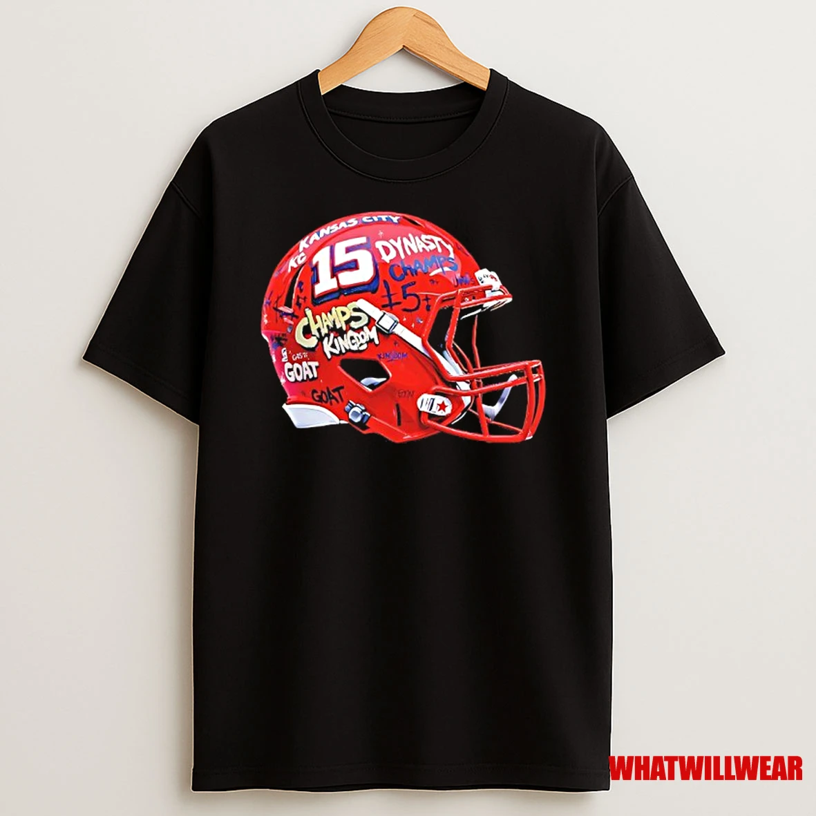Patrick Mahomes 15 Champs Kingdon Graffiti Helmet Shirts