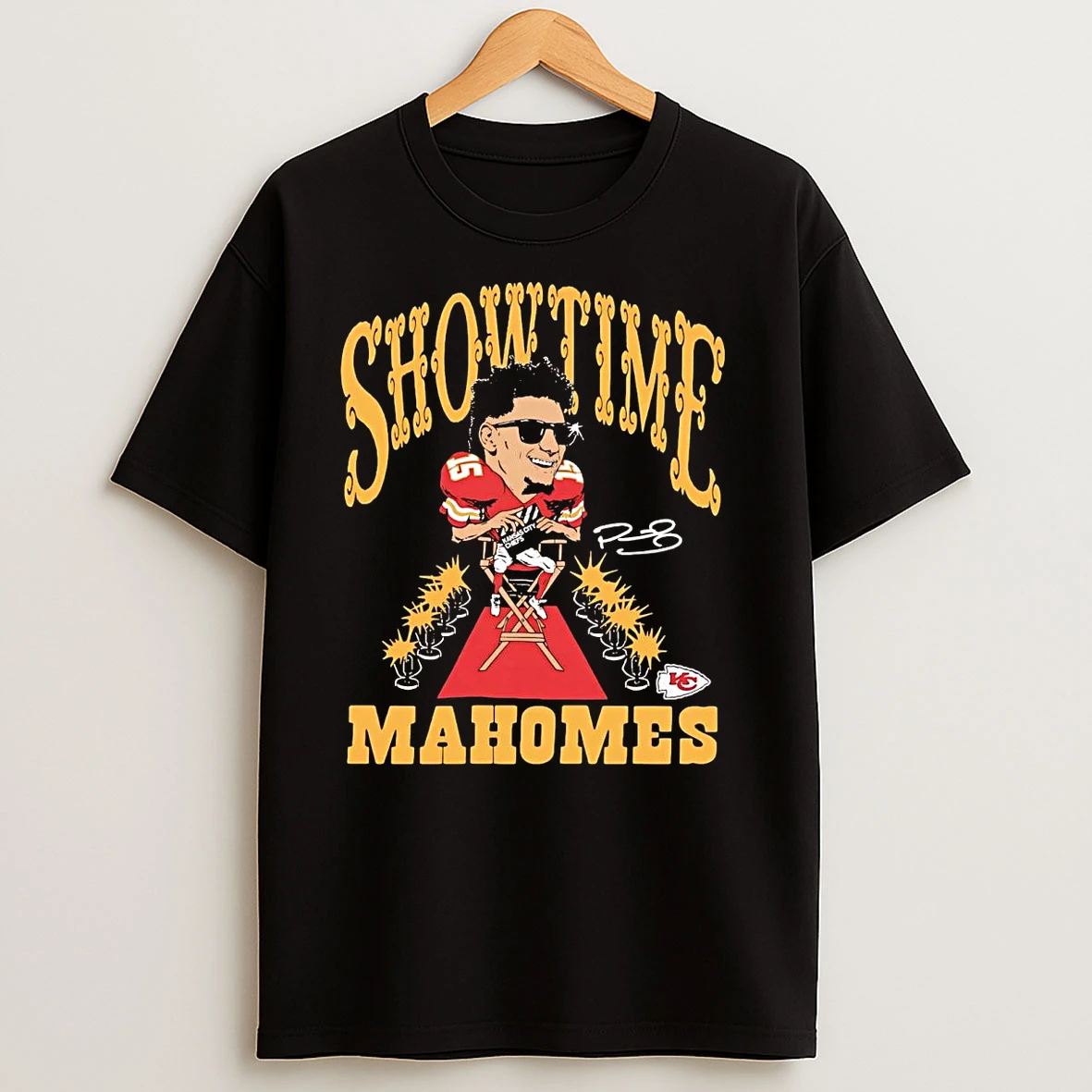 Patrick Mahomes Caricature Showtime Chiefs T Shirts