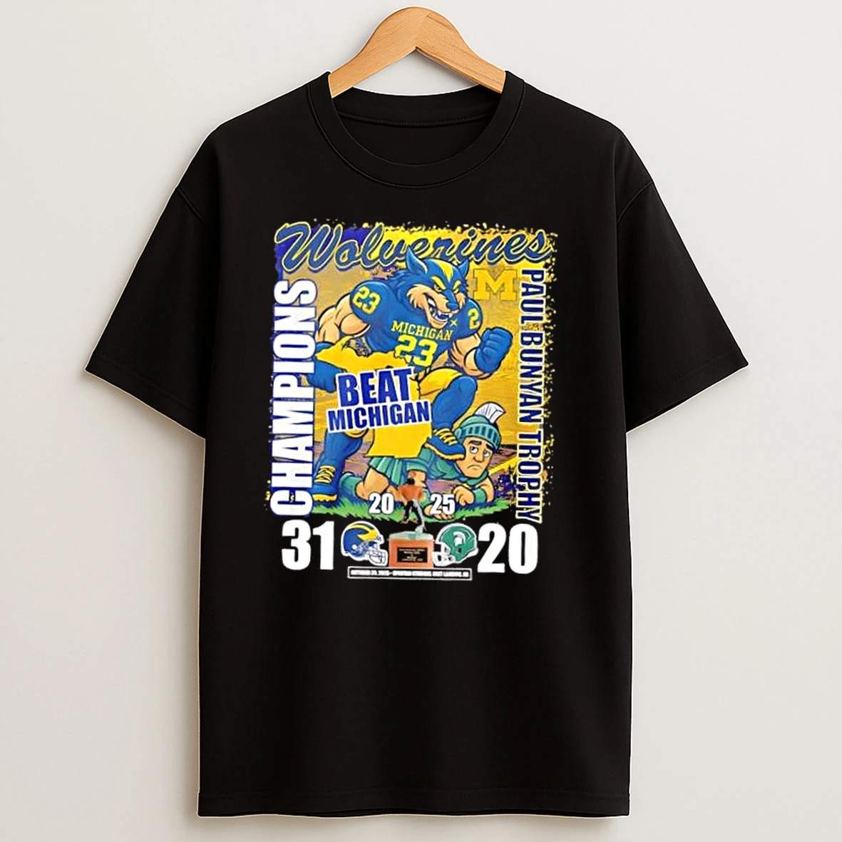 Paul Bunyan Trophy Michigan Wolverine Vs Michigan State Spartans Mascots T Shirts
