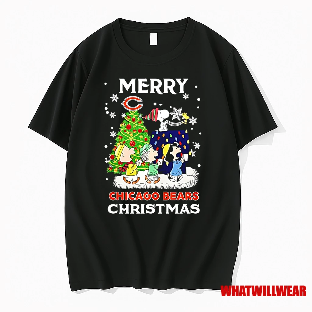 Peanuts Characters X Chicago Bears Merry Christmas Shirts
