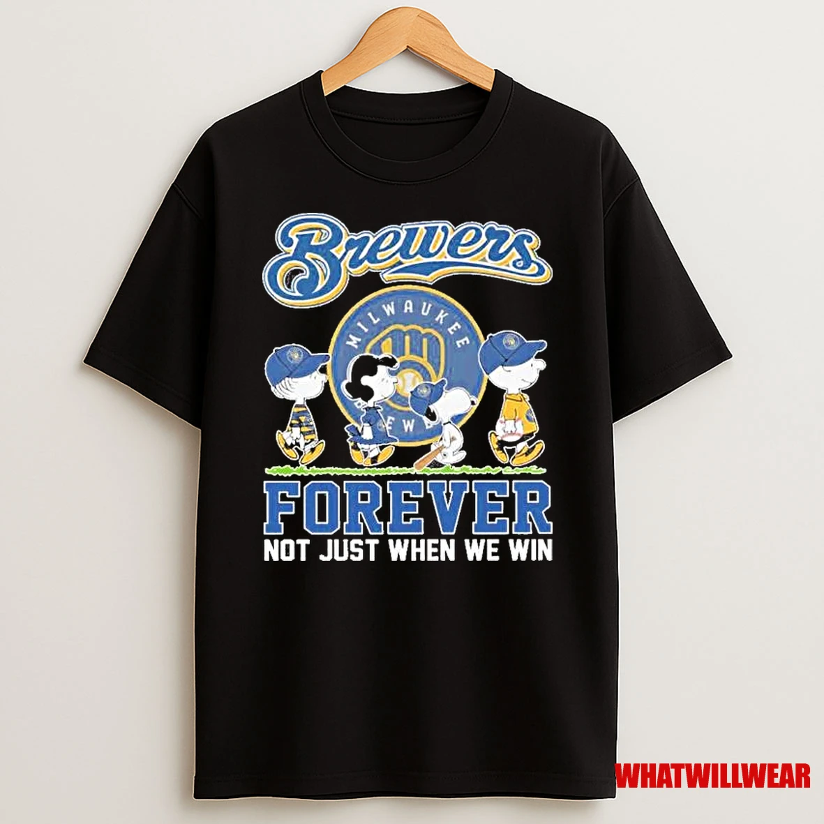 Peanuts Characters X Milwaukee Brewers Abbey Road Forever Not Just When Win Shirts