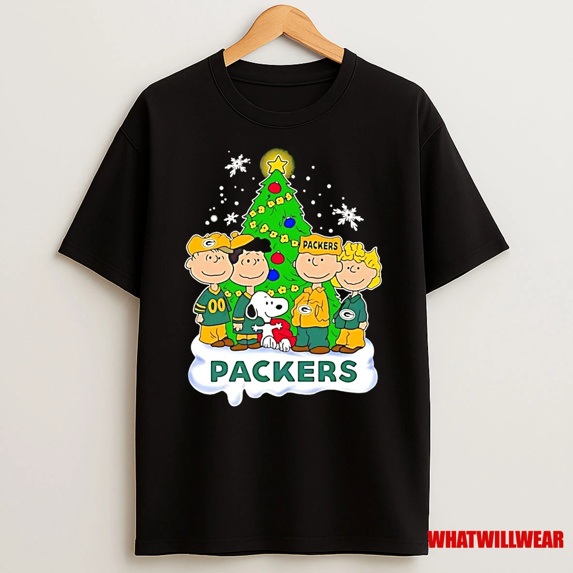 Peanuts Green Bay Packers Under Christmas Tree Shirts