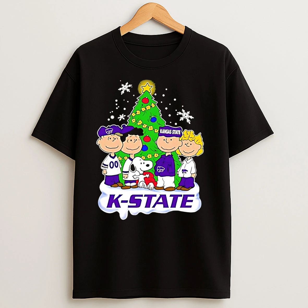 Peanuts Kansas State Wildcats Under Christmas Tree T Shirts