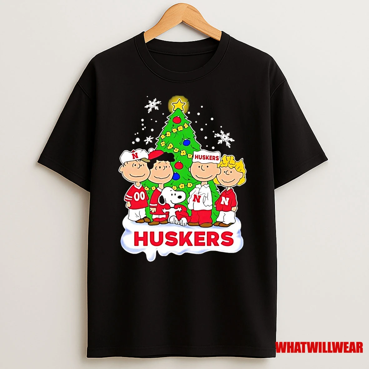 Peanuts Nebraska Cornhuskers Under Christmas Tree Shirts
