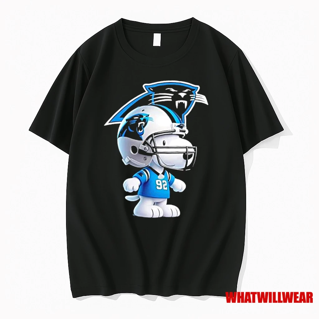 Peanuts Snoopy Smiling At Carolina Panthers Football Fans Shirts