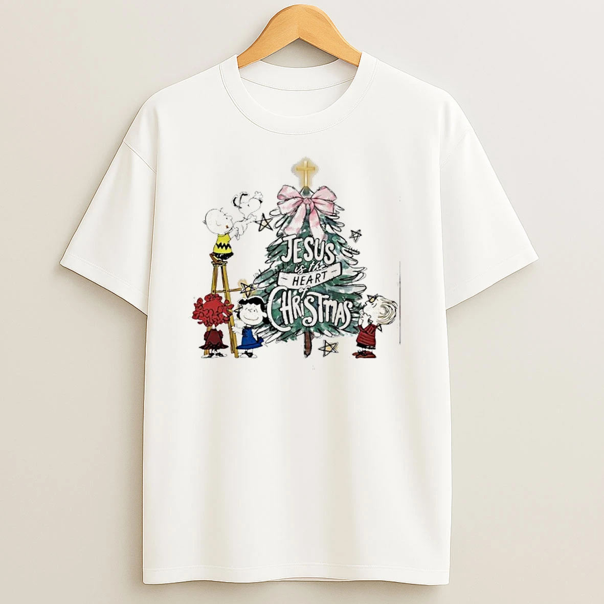 Peanuts Tree Christmas Jesus Is The Heart Christmas T Shirts