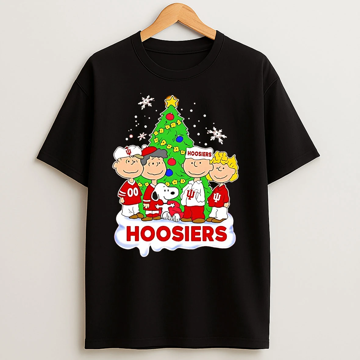 Peanuts Characters Hoosiers Christmas Tree T Shirts