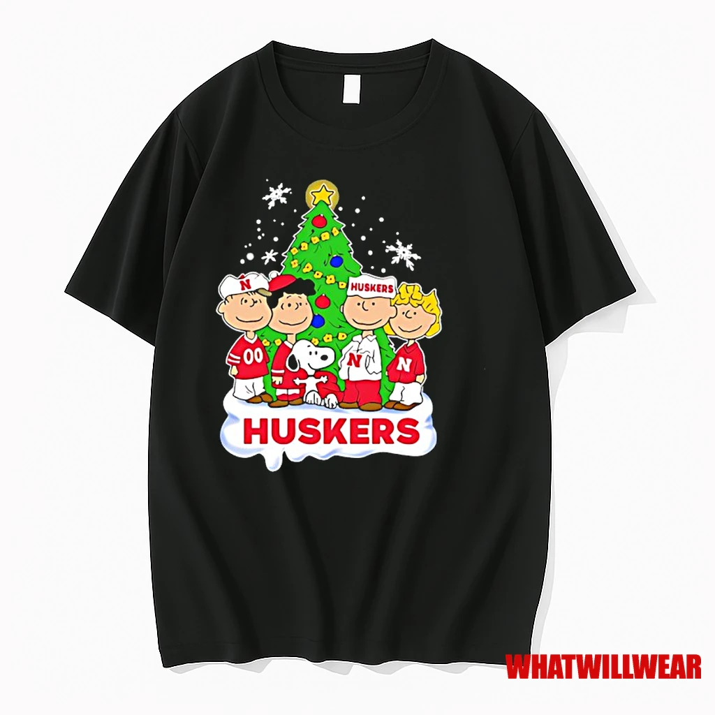Peanuts Characters X Nebraska Cornhuskers Chrismas Shirts